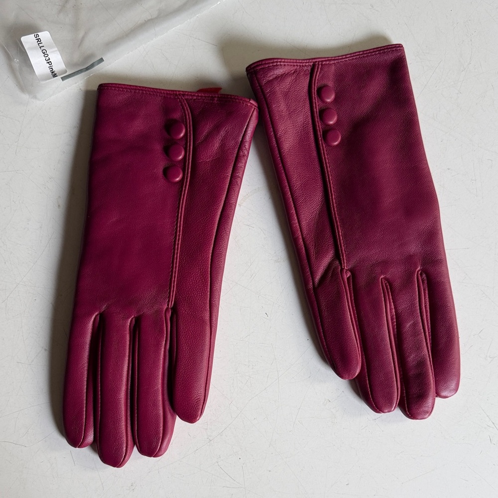 Women's Leather Dress Gloves - Wine Pink